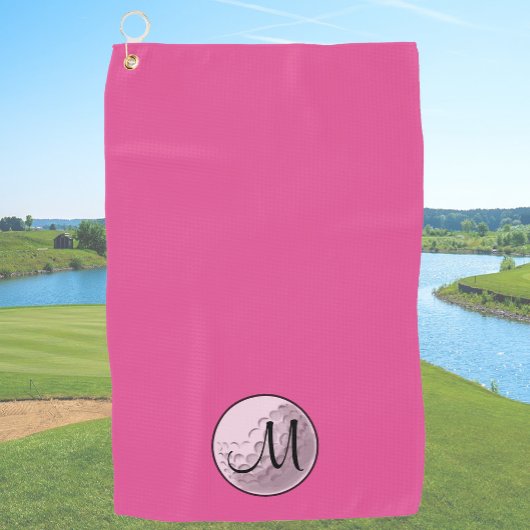 Rosa Golfball mit Monogramm Erstgeburten Golfhandtuch