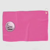 Rosa Golfball mit Monogramm Erstgeburten Golfhandtuch (Horizontal)