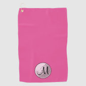 Rosa Golfball mit Monogramm Erstgeburten Golfhandtuch (Vorderseite)