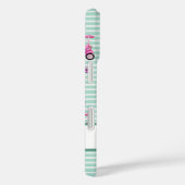 Rosa Golfkarren Aquamarin Streifen Personalisierte Case-Mate iPhone Hülle (Rückseite / Rechts)