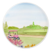 Rosa Golfkarren Golfplatz Keramikknauf (Vorderseite)