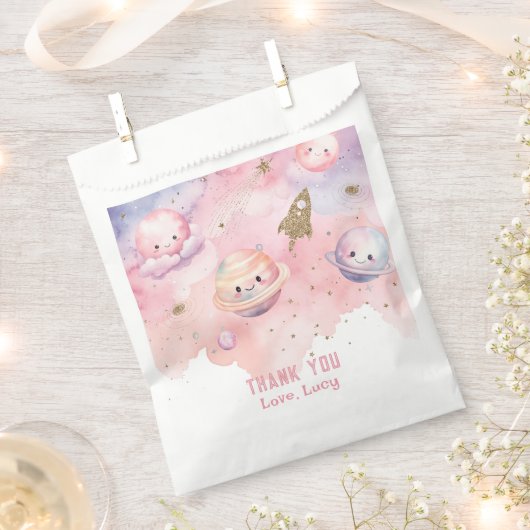 Rosa Golfplätze und Sterne im Weltraum Vielen Dank Geschenktütchen (Ausgeschnitten)