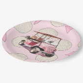 Rosa Golfwagen für weibliche Spieler Pappteller (Schrägansicht)