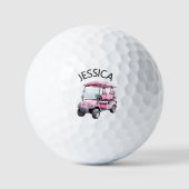 Rosa Golfwagen mit Namen Golfball (Vorderseite)