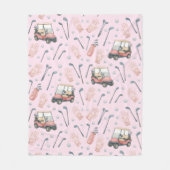 Rosa Golfwagen-Muster Lady Golferin Fleecedecke (Vorderseite)