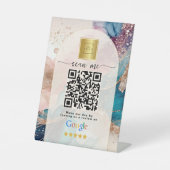 Rosa Google Bewertungen Geschäft-Link QR-Code Sockelschild (Vorderseite)