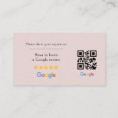 Rosa Google-Bewertungs-QR-Code-Spa-Salon Visitenkarte (Rückseite)