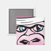 Rosa Gorilla mit Sweatband Magnet (Vorderseite/Rückseite)