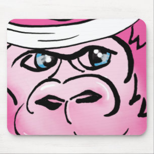 Rosa Gorilla mit Sweatband Mousepad