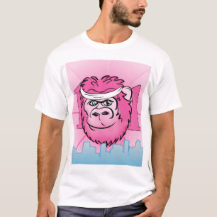 Rosa Gorilla mit Sweatband T-Shirt