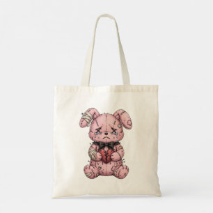 Rosa Goth-Teddybär-Tasche mit gebrochenem Herzen i Tragetasche