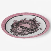 Rosa Gothecary Vintag Halloween Skull Pappteller (Schrägansicht)