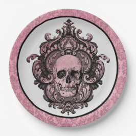 Rosa Gothecary Vintag Halloween Skull Pappteller