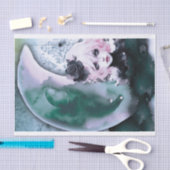 Rosa Gothic Girl mit Monddekoupage Seidenpapier (Handwerk)