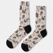 Rosa Gothic-Skulls und Rose Blues Socken (Linkes Detail)