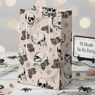 Rosa Gothic Skulls und Rose Halloween Kleine Geschenktüte
