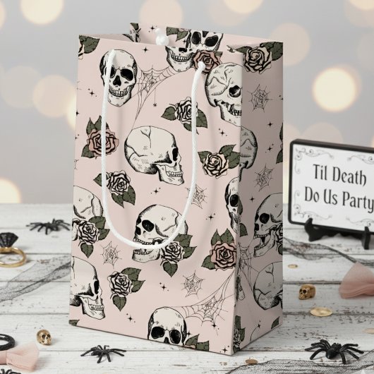 Rosa Gothic Skulls und Rose Halloween Kleine Geschenktüte