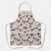 Rosa Gothic Skulls und Rose Individuelle Name Schürze (Vorderseite)