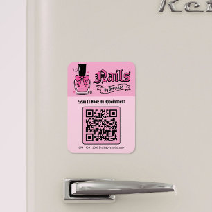Rosa gothischer Nageltechniker-QR-Code-Kühlschrank Magnet