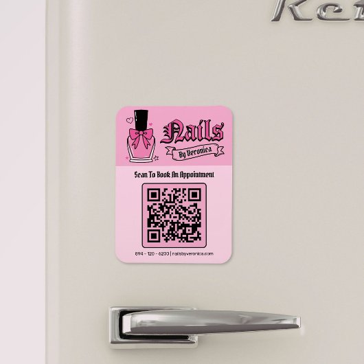 Rosa gothischer Nageltechniker-QR-Code-Kühlschrank Magnet