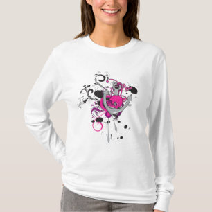 rosa gotische Schädel- und Anker-Vektorgrafik T-Shirt
