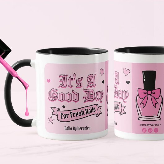 Rosa gotische Schrift Nageltechnik Tasse