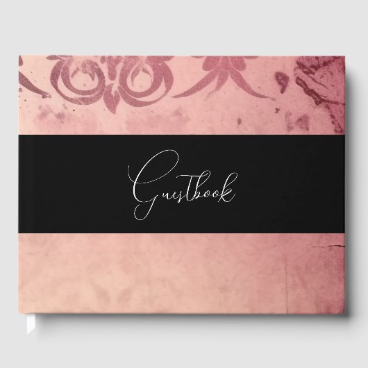 Rosa gotische Vintage Textur Hintergrund Hochzeit Gästebuch (Vorderseite)