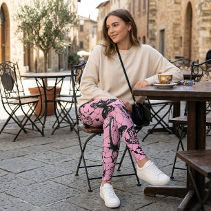Rosa gotisches Schmetterlings Spinnennetz Leggings