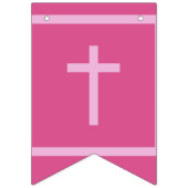 Rosa Gott segne 4 Briefe Name Taufgemeinschaft Wimpelkette (Erste Fahne)