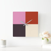 Rosa Gpflanze Elfenbein Quadratische Wanduhr (Zuhause)