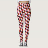 Rosa Gpflanze Elfenbein Retro Kariert Leggings (Vorderseite)
