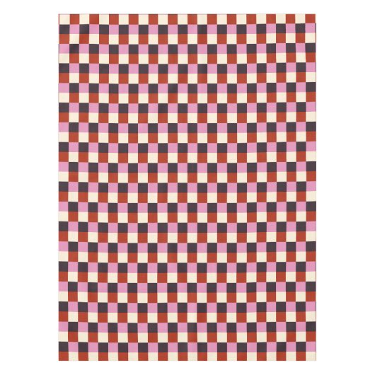 Rosa Gpflanze Elfenbein Retro Kariert Tischdecke (Vorderseite)
