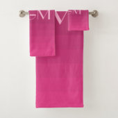 Rosa-Gradation-Riesenmonogramm Badhandtuch Set (Insitu)
