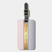 Rosa Gradient Rose Gold Monogramm Gepäckanhänger (Vorderseite vertikal)