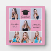 Rosa Graduate Foto Collage Niedlicher Abschluss Fotoplatte (Vorderseite)