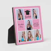 Rosa Graduate Foto Collage Niedlicher Abschluss Fotoplatte (Vorderseite)