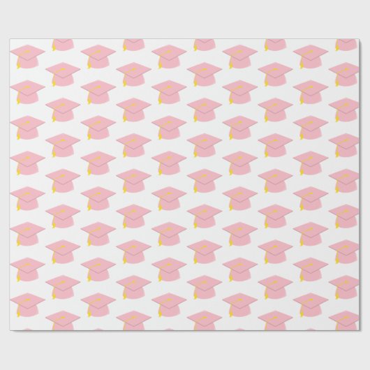 Rosa Graduierungstafel mit weißem Hintergrundgesch Geschenkpapier (Flach)