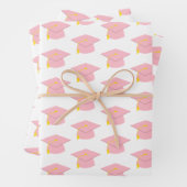 Rosa Graduierungstafel mit weißem Hintergrundgesch Geschenkpapier Set (Beispiel)