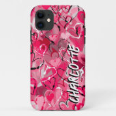Rosa Graffiti-Inspiriert, handGezeichnet Herzen Case-Mate iPhone Hülle (Rückseite)