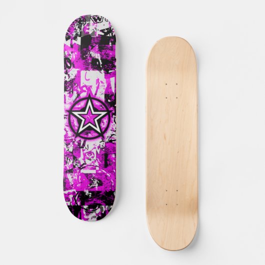 Rosa Graffiti Star Skateboard (Vorderseite)