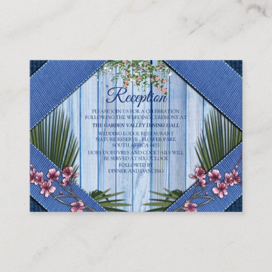 Rosa grafische Blume auf der Textur aus blauem Hol Begleitkarte (Vorderseite)