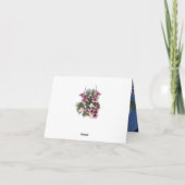 Rosa grafische Blume auf der Textur aus blauem Hol Dankeskarte (Rückseite)