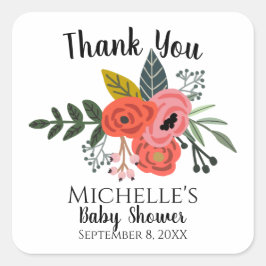 Rosa Granatapfel Blume Party Quadratischer Aufkleber