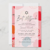 Rosa Granatapfel-Muster Bat Mitzvah Einladung (Vorderseite)