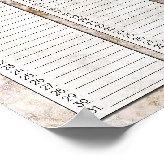 Rosa Granit Perpetual Birthday Calendar Poster (Ecke)