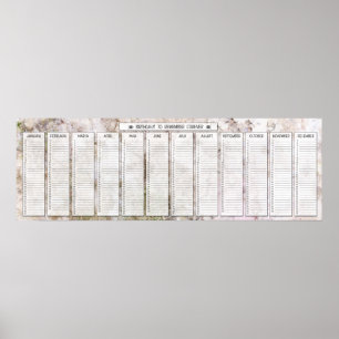 Rosa Granit Perpetual Birthday Calendar Poster