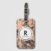 Rosa Granit-Rock-Monogramm Gepäckanhänger (Vorderseite Vertikal)