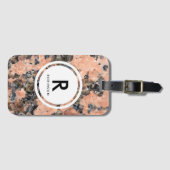 Rosa Granit-Rock-Monogramm Gepäckanhänger (Vorderseite (Horizontal))