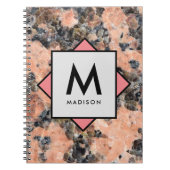 Rosa Granitgestein mit Ihrem Namen und Monogramm a Notizblock (Vorderseite)