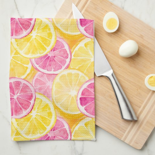 Rosa Grapefruit & Lemon Duschvorhang Geschirrtuch (Viertel Falte)